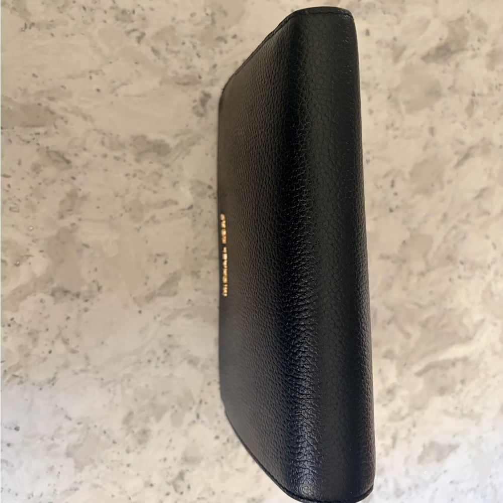 NWOT Michael Kors Black Leather Zip Wristlet with Gold Logo - Picture 5 of 9